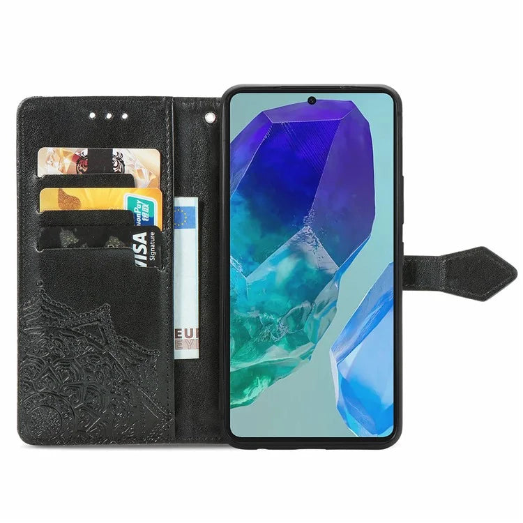 For Samsung Galaxy A16 5G Case Mandala Embossed Design Leather Wallet Phone Cover