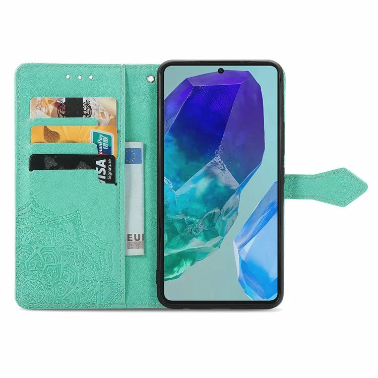 For Samsung Galaxy A16 5G Case Mandala Embossed Design Leather Wallet Phone Cover