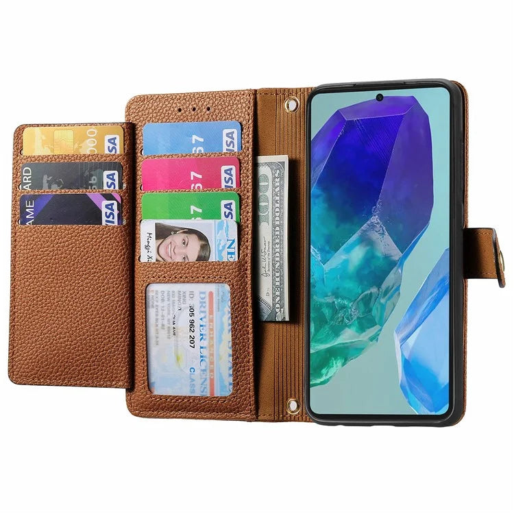 For Samsung Galaxy A16 5G Case RFID Blocking Zipper Pocket Leather Wallet Phone Cover