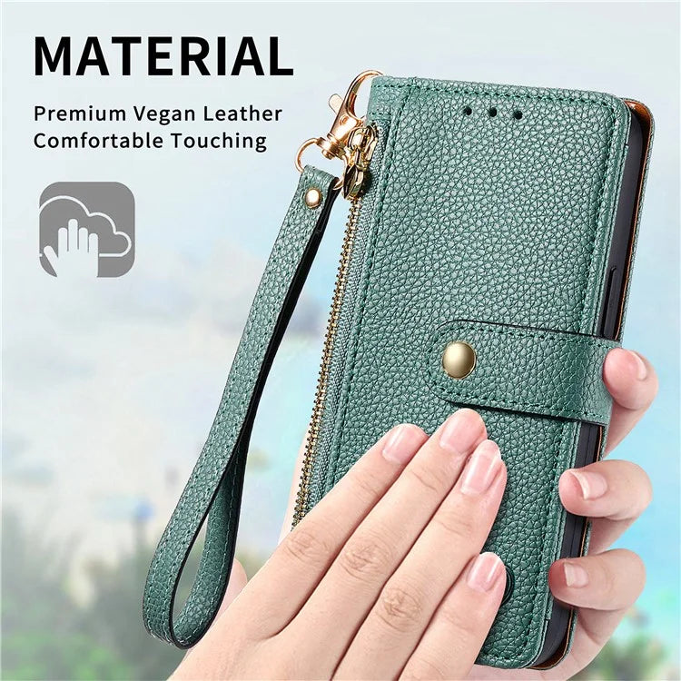 For Samsung Galaxy A16 5G Case RFID Blocking Zipper Pocket Leather Wallet Phone Cover