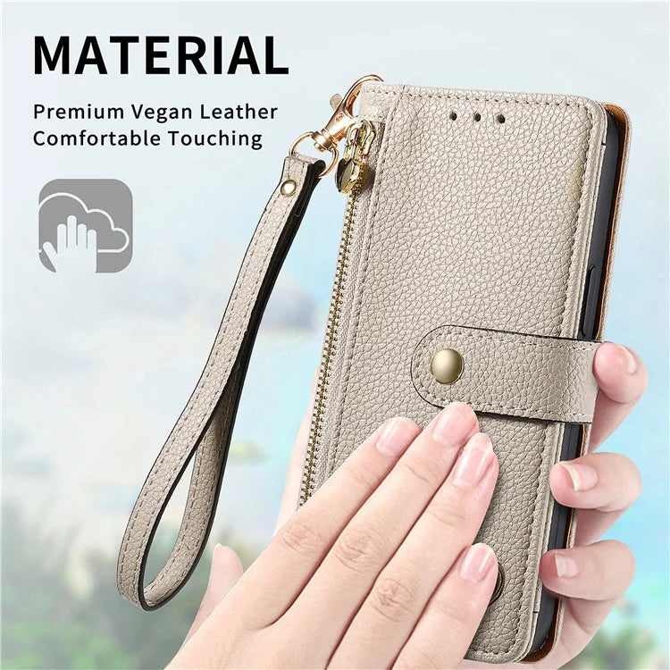 For Samsung Galaxy A16 5G Case RFID Blocking Zipper Pocket Leather Wallet Phone Cover