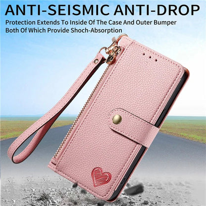 For Samsung Galaxy A16 5G Case RFID Blocking Zipper Pocket Leather Wallet Phone Cover