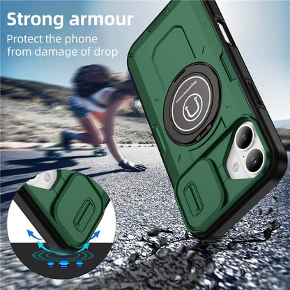 For iPhone 16 Plus Case Camshield Kickstand TPU+PC Phone Cover Support Magnetic Car Mount