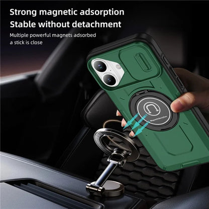 For iPhone 16 Plus Case Camshield Kickstand TPU+PC Phone Cover Support Magnetic Car Mount