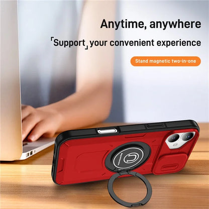 For iPhone 16 Plus Case Camshield Kickstand TPU+PC Phone Cover Support Magnetic Car Mount