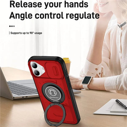 For iPhone 16 Plus Case Camshield Kickstand TPU+PC Phone Cover Support Magnetic Car Mount