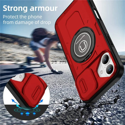 For iPhone 16 Plus Case Camshield Kickstand TPU+PC Phone Cover Support Magnetic Car Mount