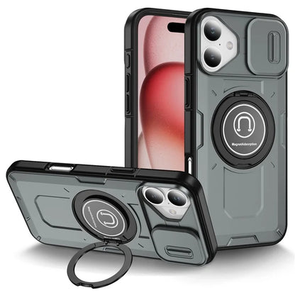 For iPhone 16 Plus Case Camshield Kickstand TPU+PC Phone Cover Support Magnetic Car Mount