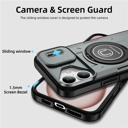 For iPhone 16 Plus Case Camshield Kickstand TPU+PC Phone Cover Support Magnetic Car Mount