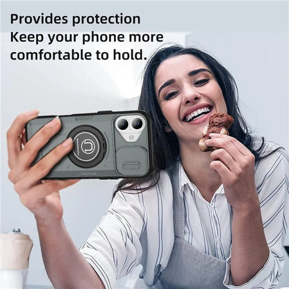 For iPhone 16 Plus Case Camshield Kickstand TPU+PC Phone Cover Support Magnetic Car Mount