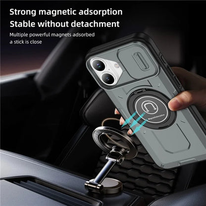 For iPhone 16 Plus Case Camshield Kickstand TPU+PC Phone Cover Support Magnetic Car Mount