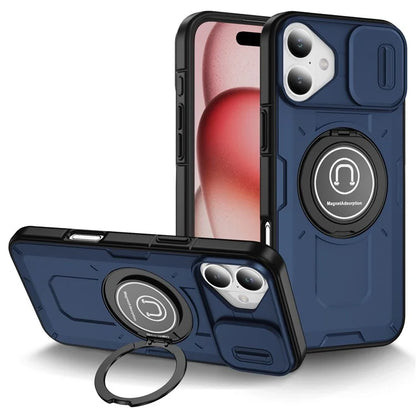 For iPhone 16 Plus Case Camshield Kickstand TPU+PC Phone Cover Support Magnetic Car Mount