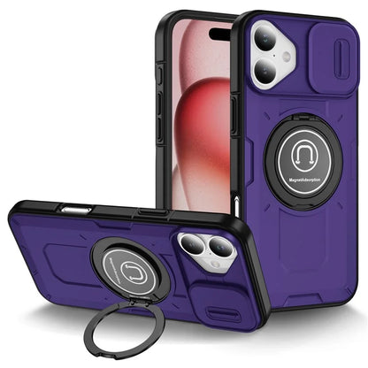 For iPhone 16 Plus Case Camshield Kickstand TPU+PC Phone Cover Support Magnetic Car Mount
