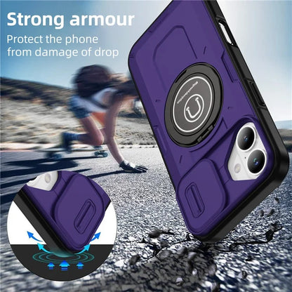 For iPhone 16 Plus Case Camshield Kickstand TPU+PC Phone Cover Support Magnetic Car Mount