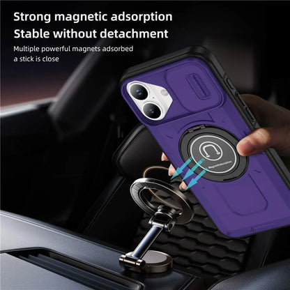 For iPhone 16 Plus Case Camshield Kickstand TPU+PC Phone Cover Support Magnetic Car Mount