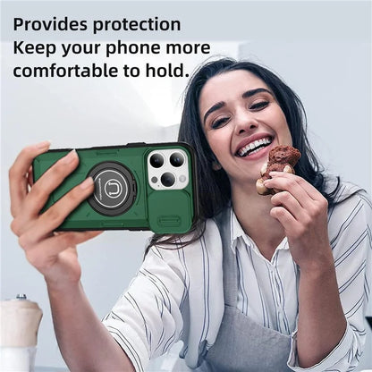 For iPhone 16 Pro Case Camshield Kickstand TPU+PC Phone Cover Support Magnetic Car Mount
