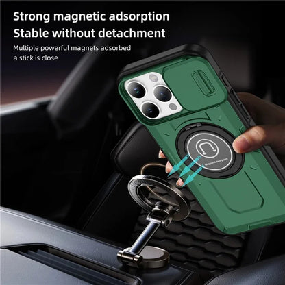 For iPhone 16 Pro Case Camshield Kickstand TPU+PC Phone Cover Support Magnetic Car Mount