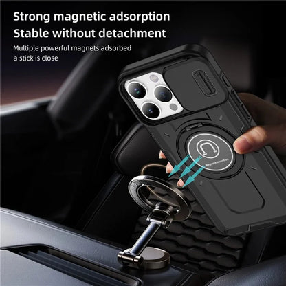 For iPhone 16 Pro Case Camshield Kickstand TPU+PC Phone Cover Support Magnetic Car Mount
