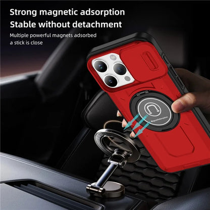 For iPhone 16 Pro Case Camshield Kickstand TPU+PC Phone Cover Support Magnetic Car Mount