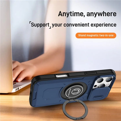 For iPhone 16 Pro Case Camshield Kickstand TPU+PC Phone Cover Support Magnetic Car Mount