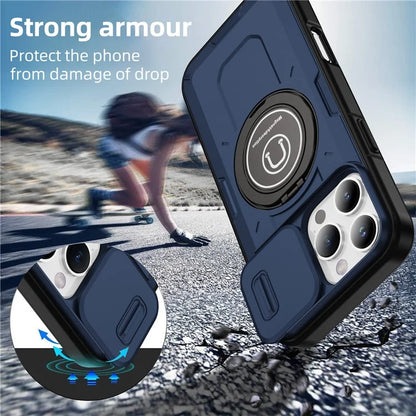 For iPhone 16 Pro Case Camshield Kickstand TPU+PC Phone Cover Support Magnetic Car Mount