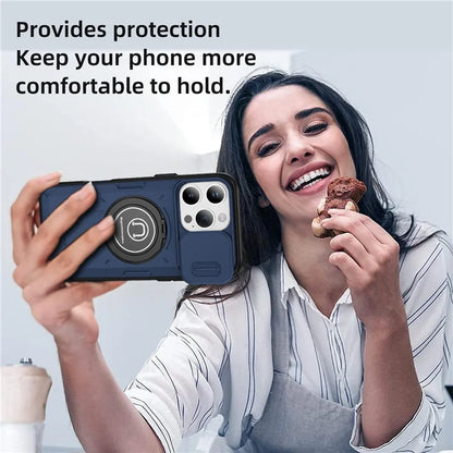 For iPhone 16 Pro Case Camshield Kickstand TPU+PC Phone Cover Support Magnetic Car Mount