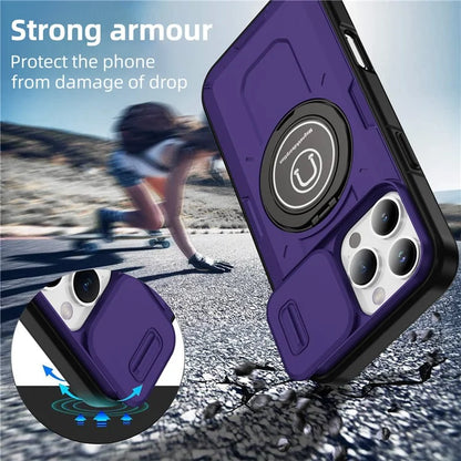 For iPhone 16 Pro Case Camshield Kickstand TPU+PC Phone Cover Support Magnetic Car Mount