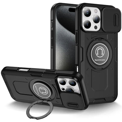 For iPhone 16 Pro Max Case Camshield Kickstand TPU+PC Phone Cover Support Magnetic Car Mount