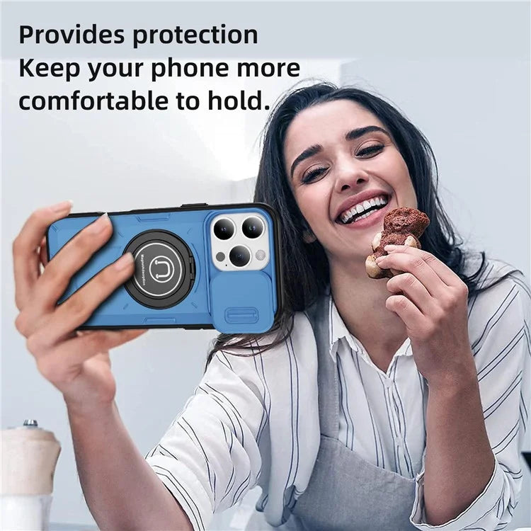 For iPhone 16 Pro Max Case Camshield Kickstand TPU+PC Phone Cover Support Magnetic Car Mount