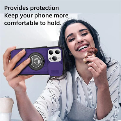 For iPhone 16 Pro Max Case Camshield Kickstand TPU+PC Phone Cover Support Magnetic Car Mount