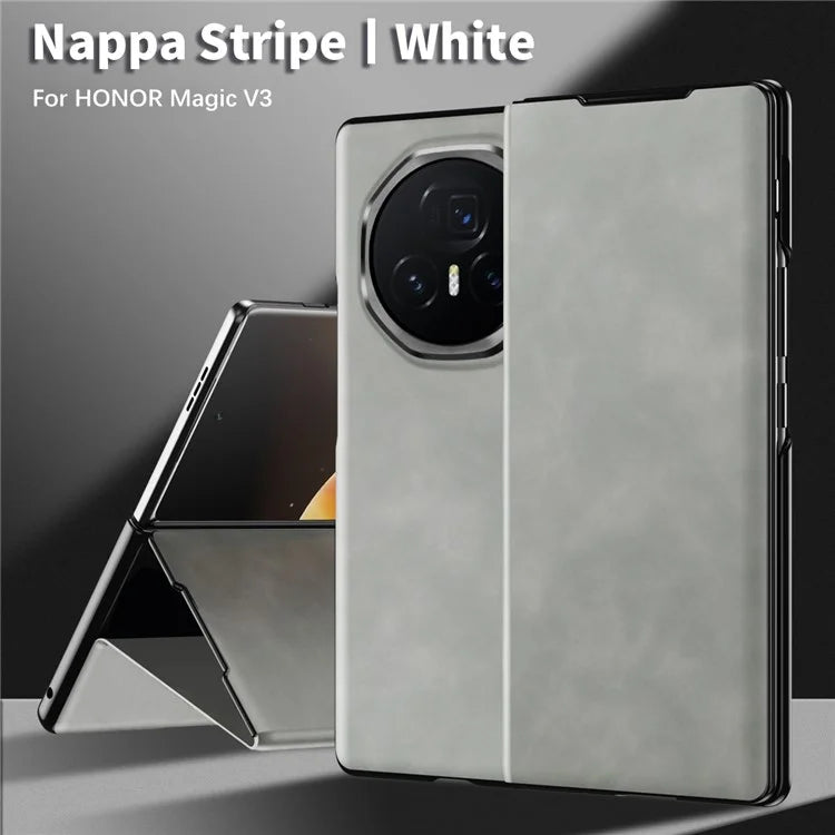 For Honor Magic V3 5G Case Stand PU Leather Phone Cover -Black