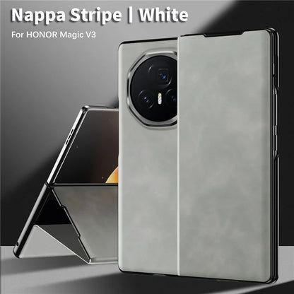 For Honor Magic V3 5G Case Stand PU Leather Phone Cover -Black
