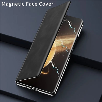 For Honor Magic V3 5G Case Stand PU Leather Phone Cover -Black