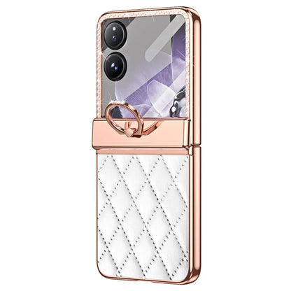 For Xiaomi Mix Flip 5G Case Ring Holder Rhinestone Leather+PC Cover with Rear Screen Film