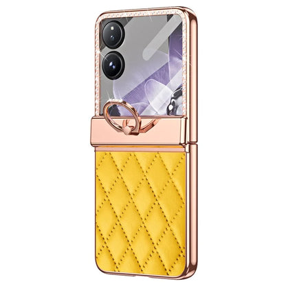 For Xiaomi Mix Flip 5G Case Ring Holder Rhinestone Leather+PC Cover with Rear Screen Film