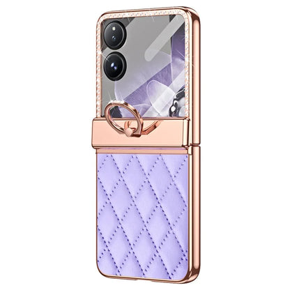 For Xiaomi Mix Flip 5G Case Ring Holder Rhinestone Leather+PC Cover with Rear Screen Film