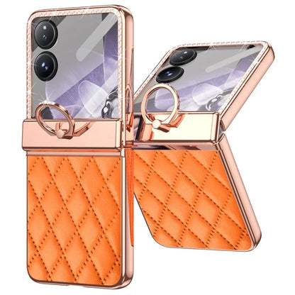 For Xiaomi Mix Flip 5G Case Ring Holder Rhinestone Leather+PC Cover with Rear Screen Film