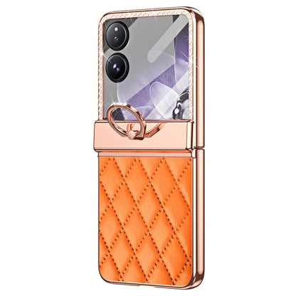 For Xiaomi Mix Flip 5G Case Ring Holder Rhinestone Leather+PC Cover with Rear Screen Film