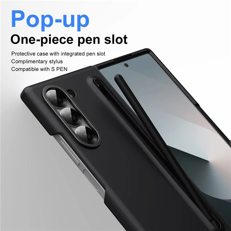 For Samsung Galaxy Z Fold6 5G Case Hard PC Phone Cover with Tempered Glass Film and Stylus