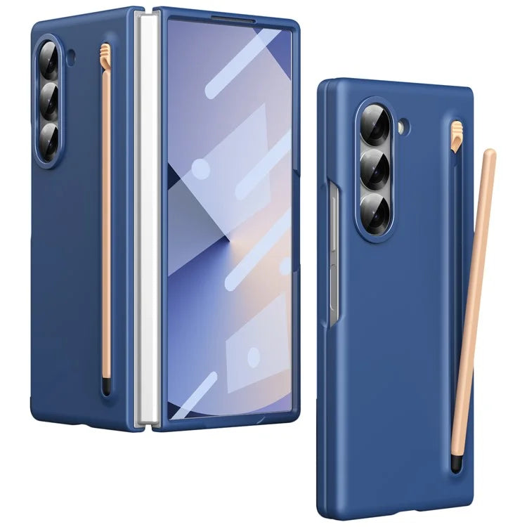 For Samsung Galaxy Z Fold6 5G Case Hard PC Phone Cover with Tempered Glass Film and Stylus