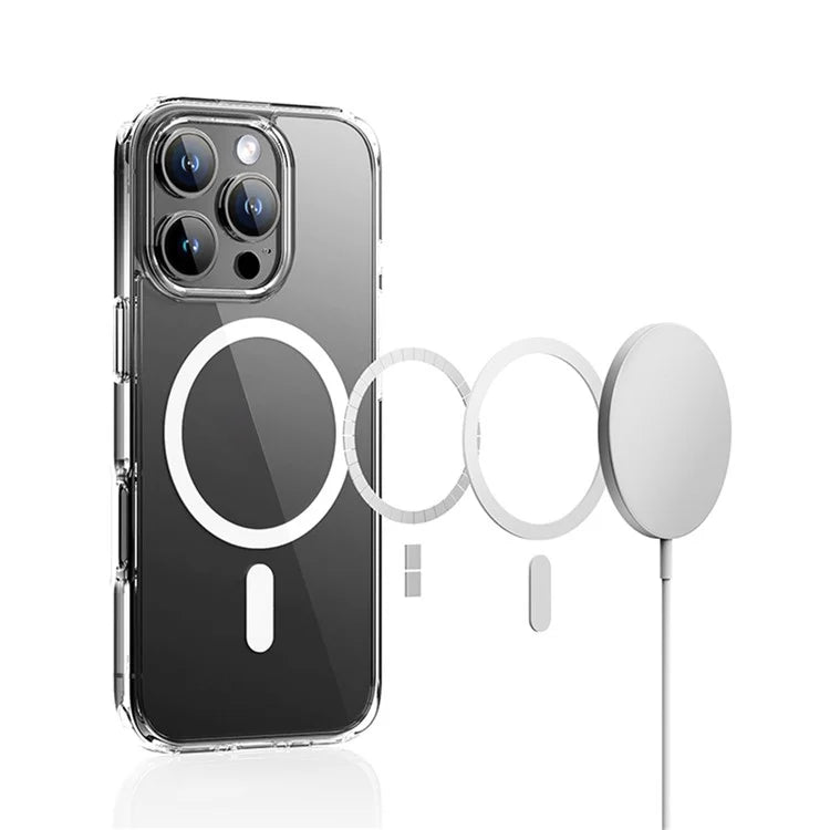 ROCK For iPhone 16 Pro Clear Phone Case Compatible with MagSafe TPU+PC Back Cover