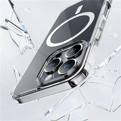 ROCK For iPhone 16 Pro Max Clear Phone Case Compatible with MagSafe TPU+PC Back Cover