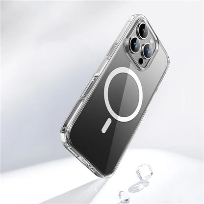ROCK For iPhone 16 Pro Max Clear Phone Case Compatible with MagSafe TPU+PC Back Cover