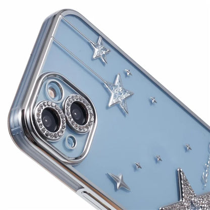 For iPhone 15 Case 3D Bling Stars Electroplating TPU Clear Phone Case
