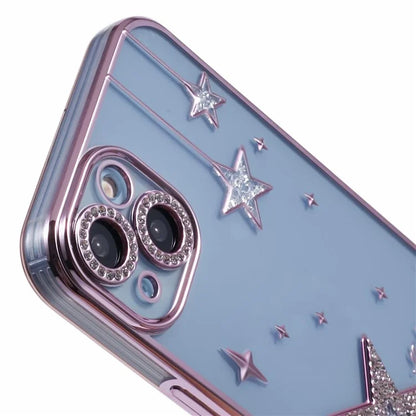 For iPhone 15 Case 3D Bling Stars Electroplating TPU Clear Phone Case