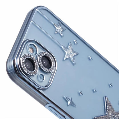 For iPhone 15 Case 3D Bling Stars Electroplating TPU Clear Phone Case