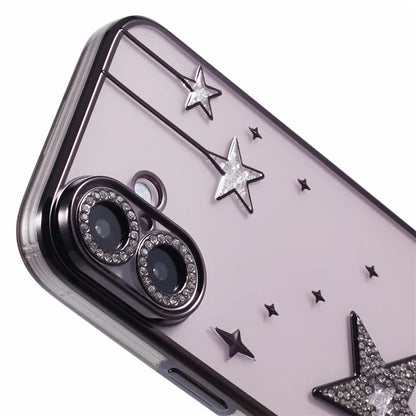 For iPhone 16 Plus Case 3D Bling Stars Electroplating TPU Clear Phone Case