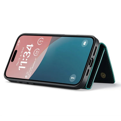 DG.MING M1 Series for iPhone 16 Plus Case Kickstand PU Phone Cover with Detachable Wallet