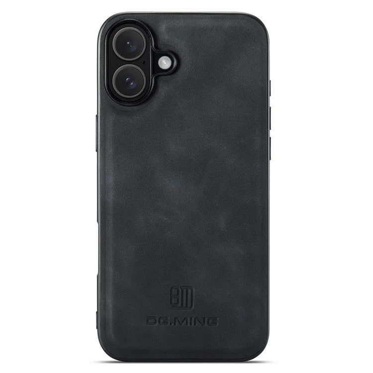 DG.MING For iPhone 16 Case PU Leather+PC+TPU Hybrid Phone Cover