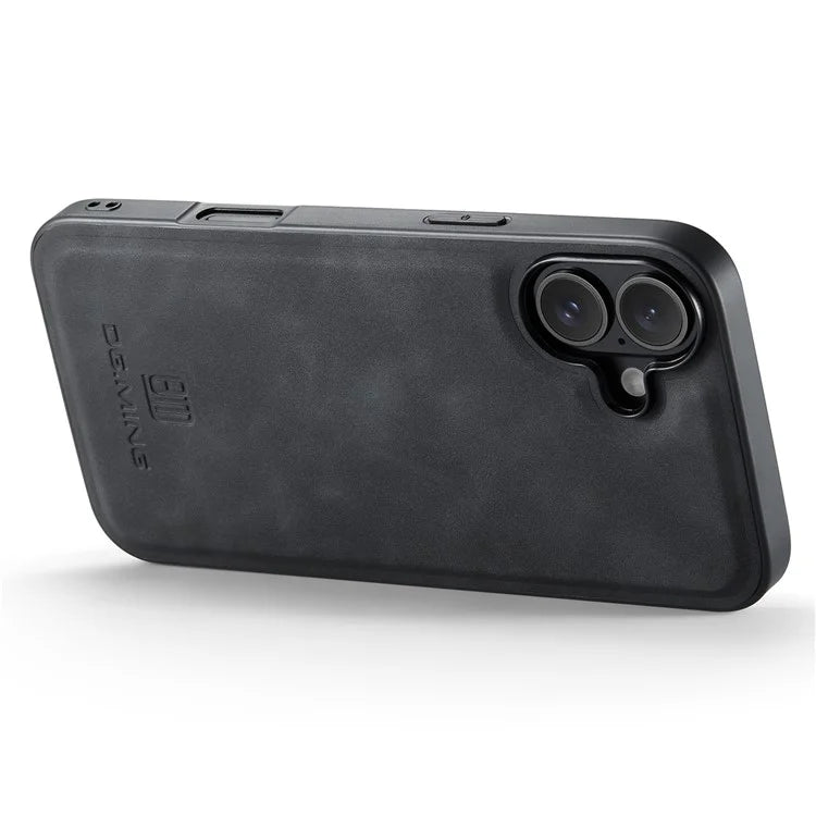 DG.MING For iPhone 16 Case PU Leather+PC+TPU Hybrid Phone Cover